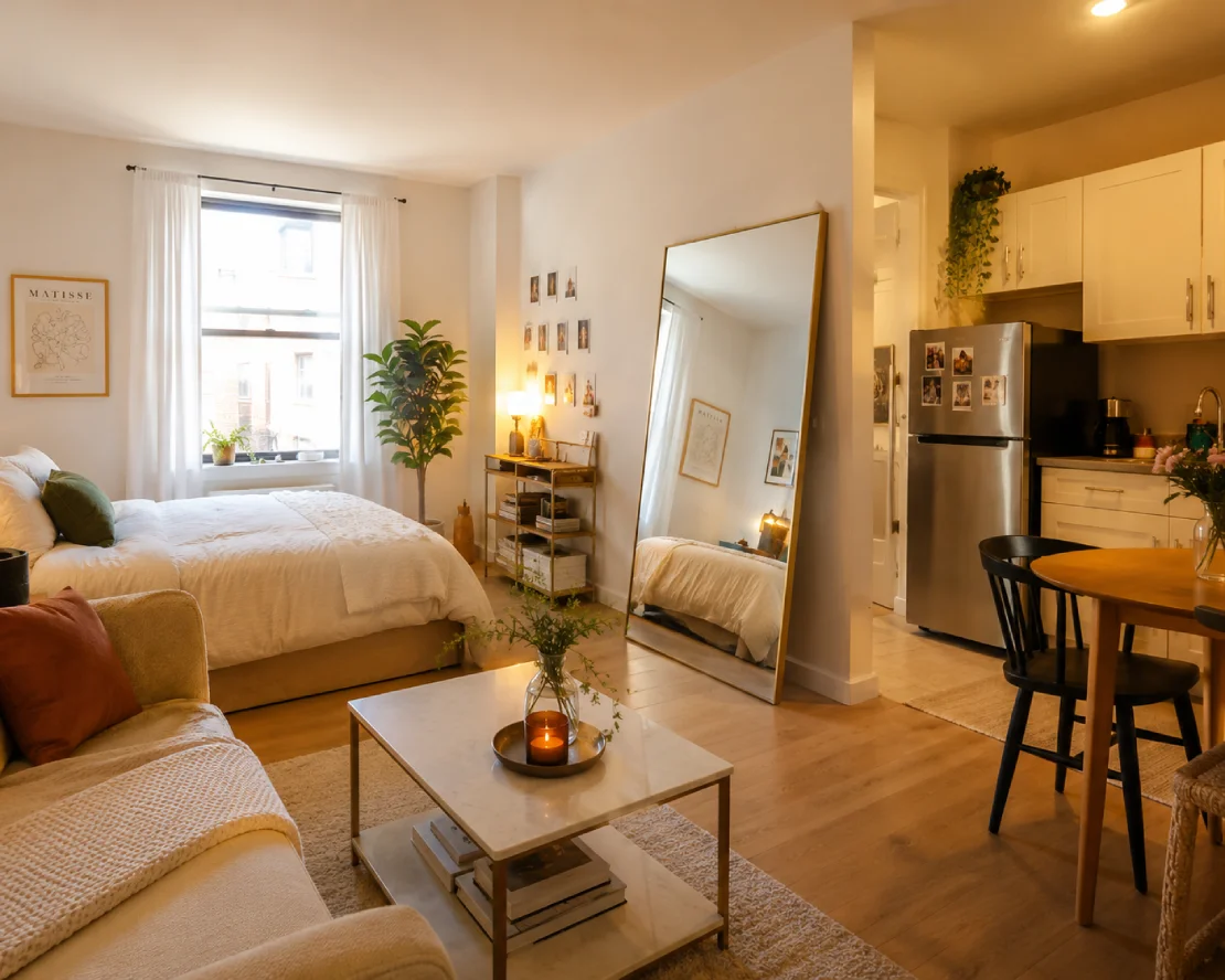 small city apartment styled like a luxury retreat