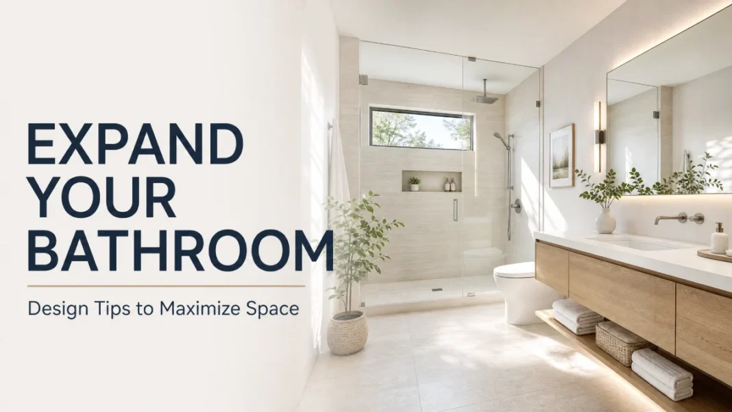 Small Bathroom Design Tips - How to Maximize Space A bright and modern small bathroom featuring light tiles, a large mirror, and a floating vanity to create a spacious feel.