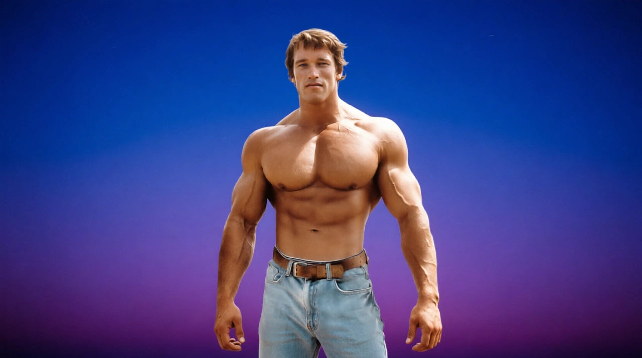 Arnold Schwarzenegger inside a luxury real estate office.