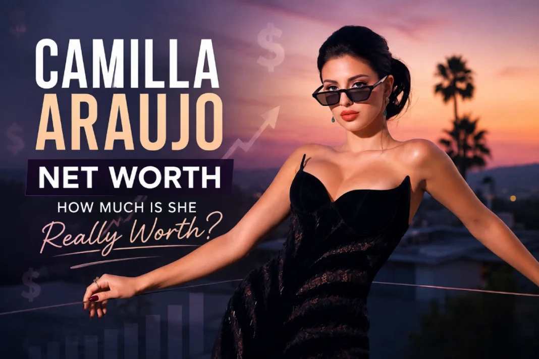 Camilla Araujo Net Worth (2026) Camilla Araujo posing in an elegant black dress for a 2026 net worth article.