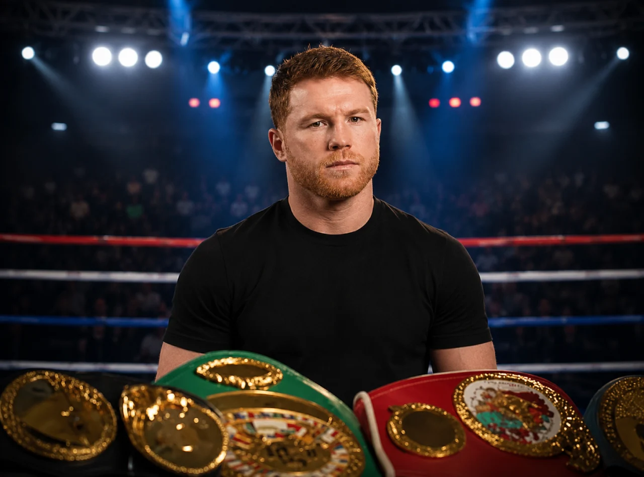 Canelo Álvarez in the ring with Canelo Energy brand logo.