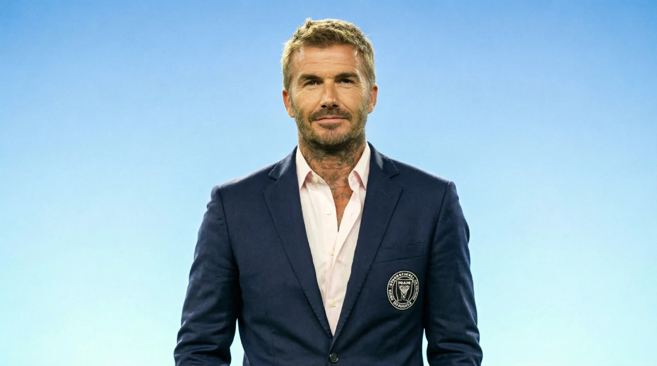 David Beckham split image as a player and as owner of Inter Miami.