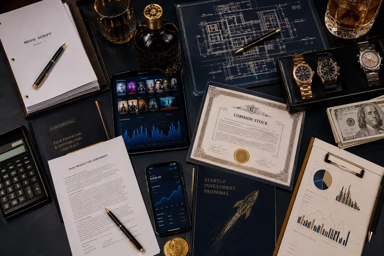Multiple income sources of Hollywood actors including businesses investments and films.