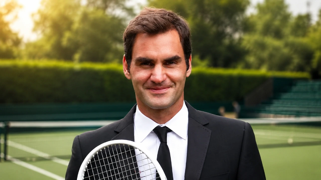 Tennis racket and running shoe illustration representing Roger Federer's On brand equity wealth