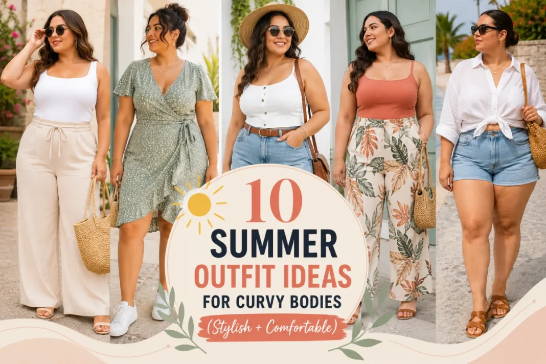 Summer Outfit Ideas for Curvy Bodies Stylish summer outfit ideas for curvy women featuring comfortable and flattering plus-size fashion.