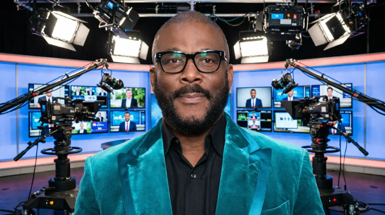 Illustration symbolizing Tyler Perry's studio ownership and content empire