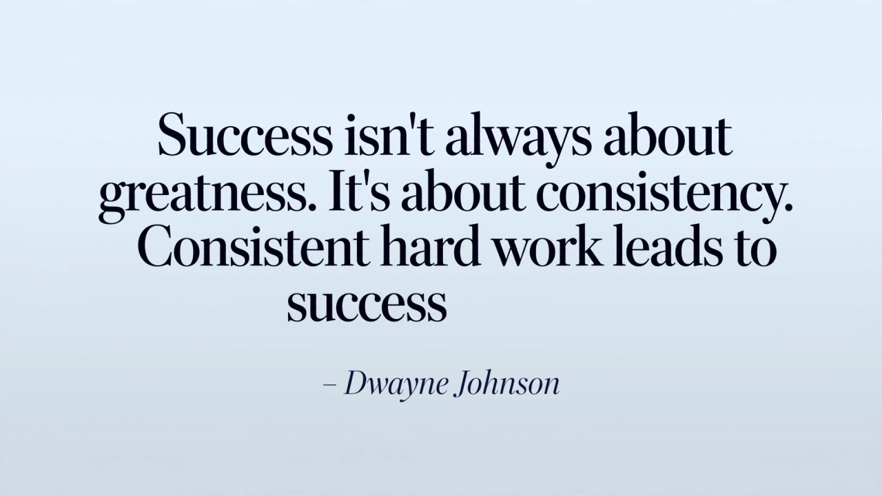 Dwayne Johnson inspirational quote picture about consistency and hard work
