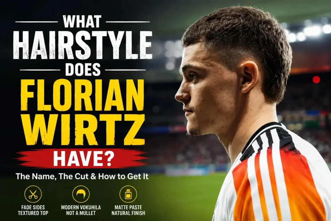Florian Wirtz Hairstyle Guide 2026 Textured Top and Burst Taper Fade Florian Wirtz hairstyle featuring a textured top with a light burst taper fade and modern Vokuhila inspired haircut
