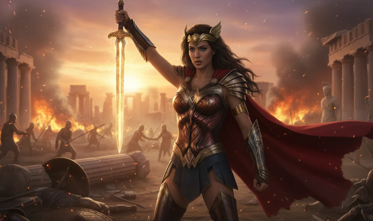 Gal Gadot at a press event, wealth increased after Wonder Woman