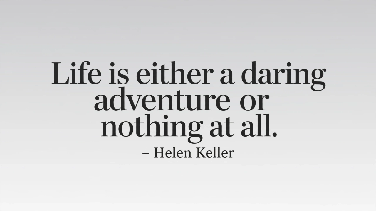 Helen Keller motivational picture quote about life as a daring adventure