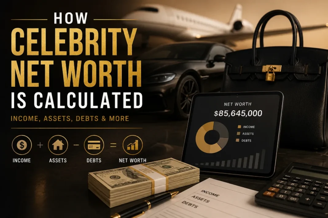 how do they calculate celebrity net worth Text: How celebrity net worth is calculated using income, assets, debts, and other financial factors
