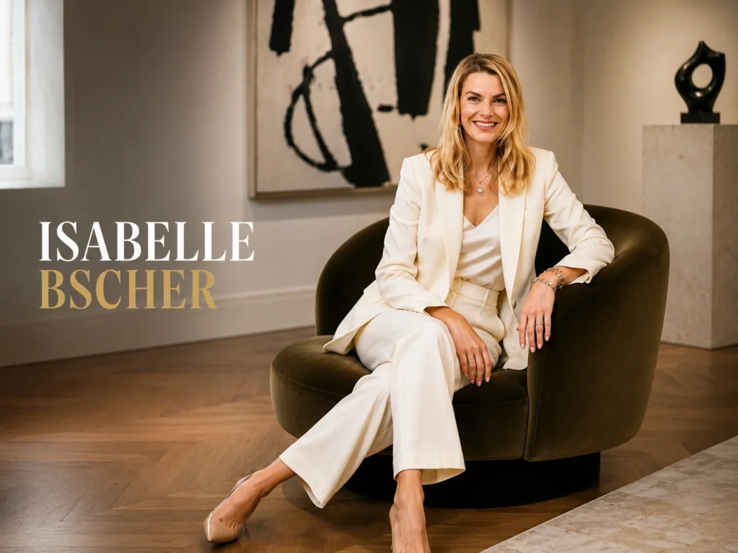 Isabelle Bscher – The Gallerist Behind Galerie Gmurzynska Isabelle Bscher, third-generation gallerist and director of Galerie Gmurzynska, posing inside a contemporary art gallery.