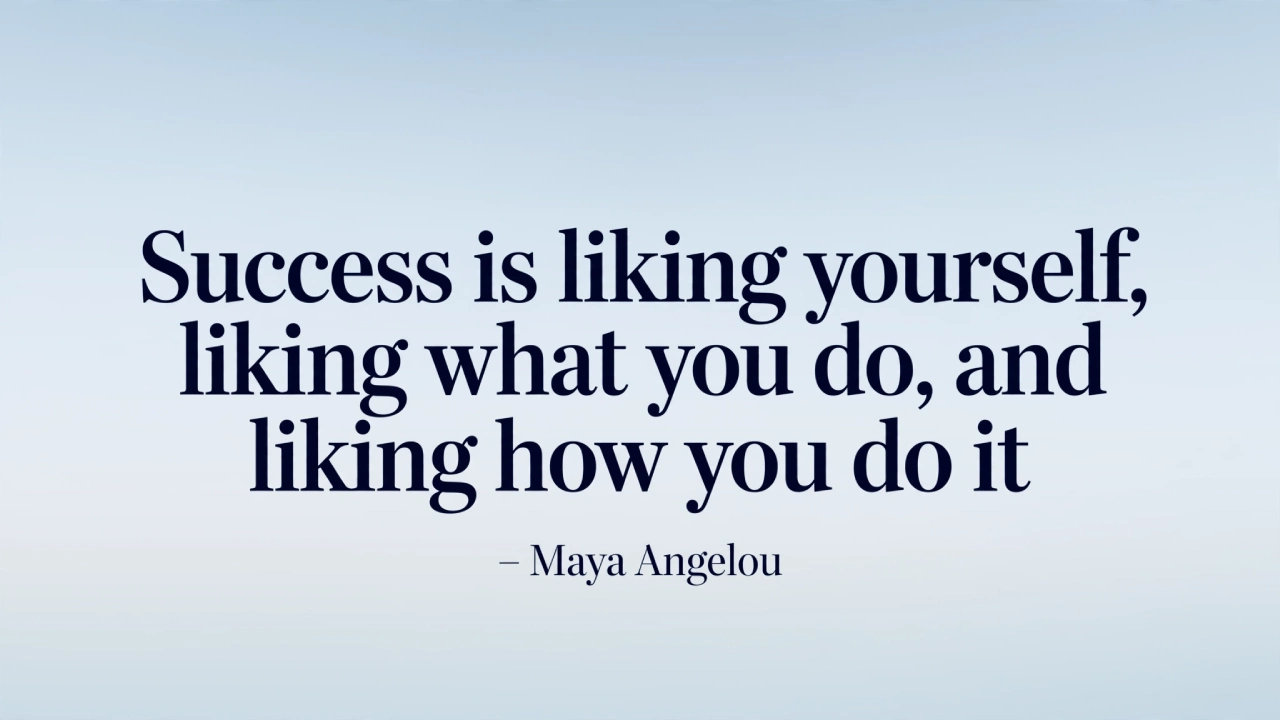 Maya Angelou motivational picture quote about liking yourself and your work
