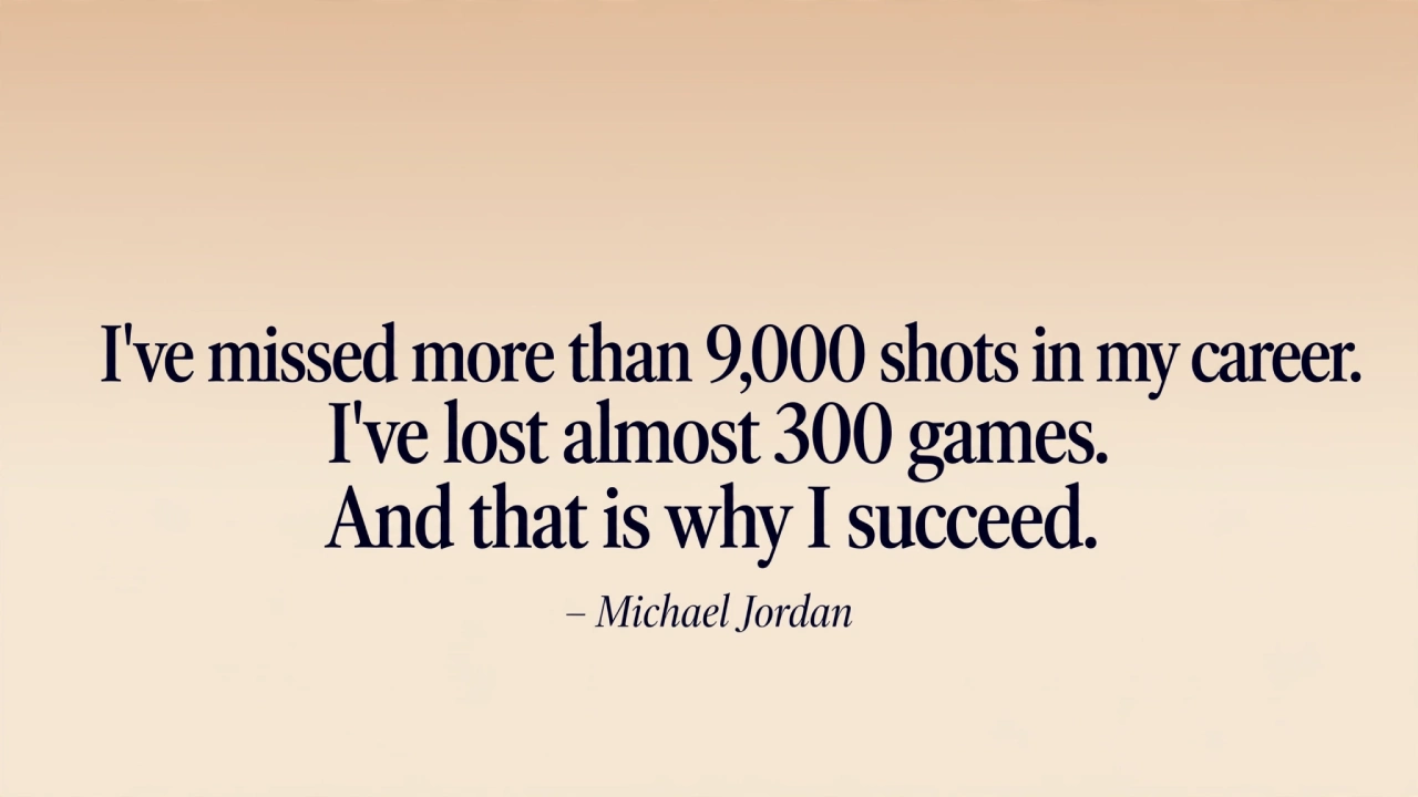 Michael Jordan motivational quote image about missed shots and persistence