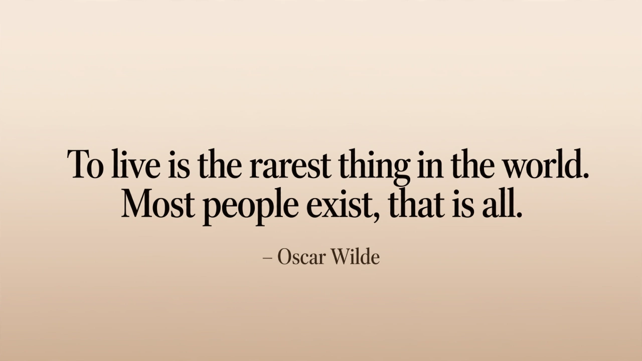 Oscar Wilde inspirational picture quote about truly living versus existing