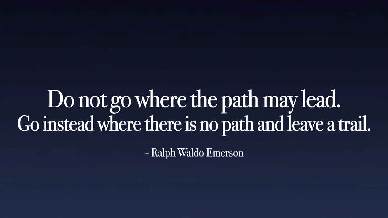 Ralph Waldo Emerson motivational picture quote about leaving your own trail