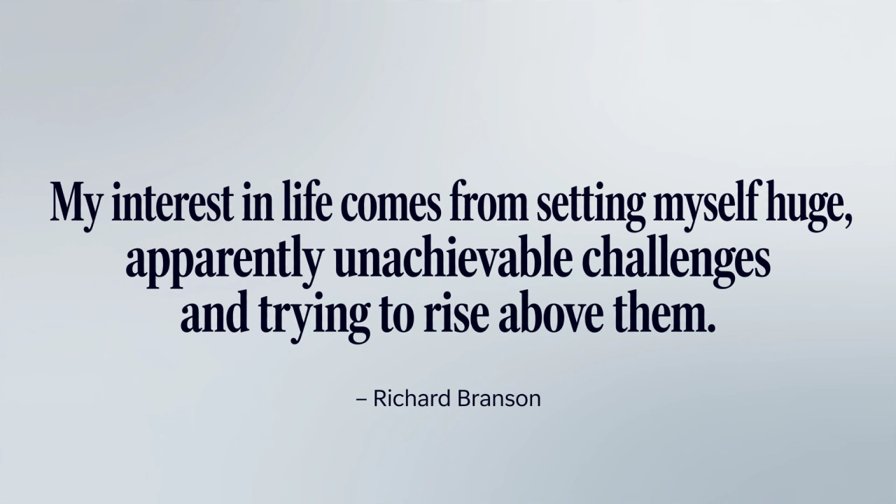 Richard Branson inspirational quote image about setting big challenges