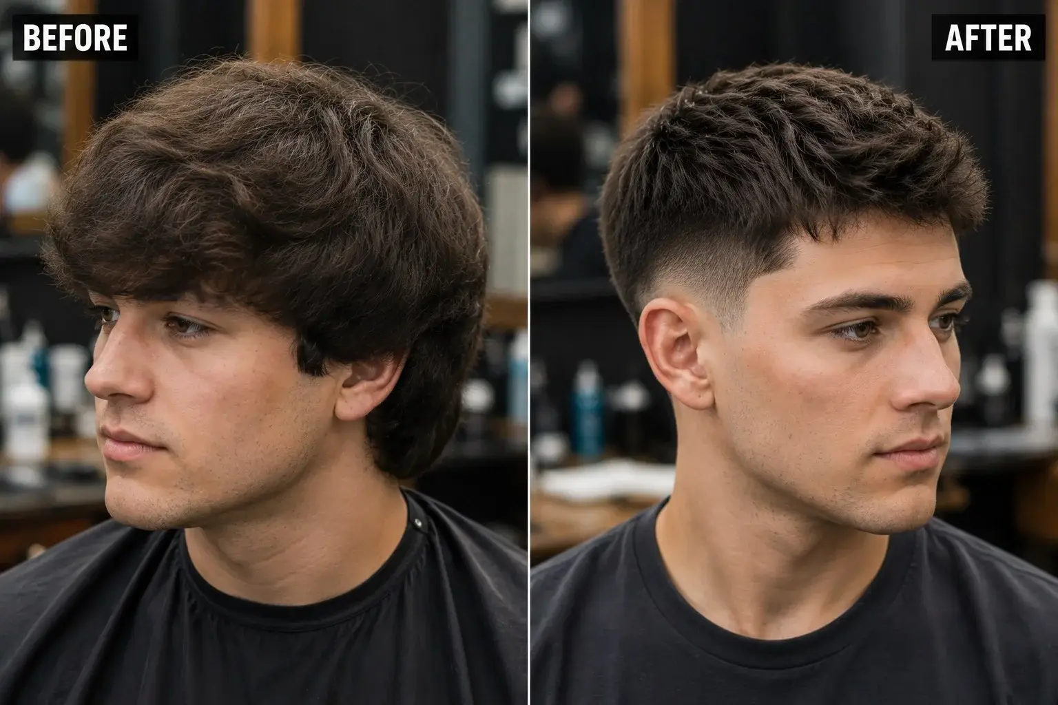 before and after short haircut for thick hair