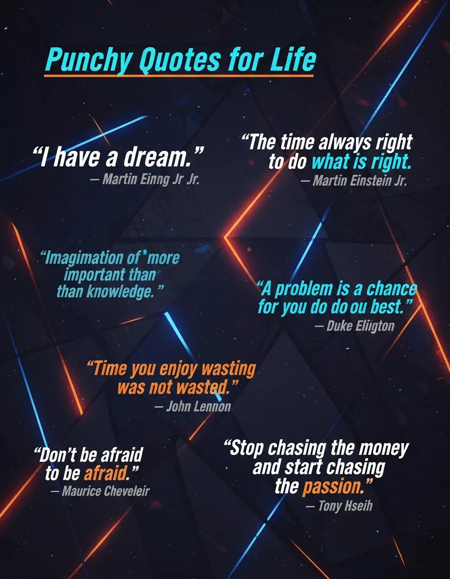 Short quotes for captions displayed in a modern social media inspired design with motivational typography