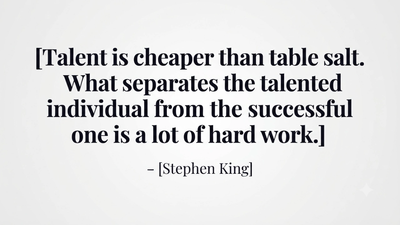 Stephen King motivational picture quote about talent versus hard work