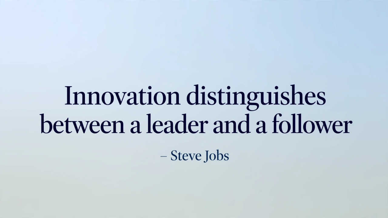 Steve Jobs motivational picture quote about innovation and leadership