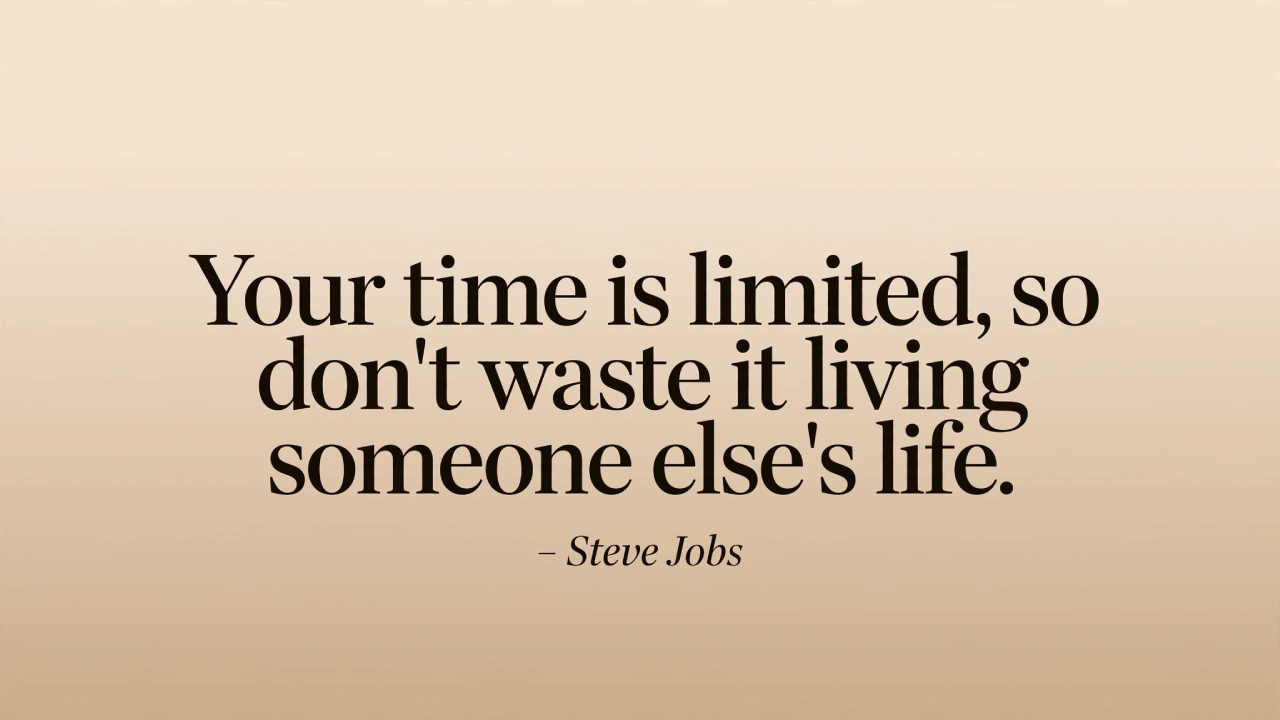 Steve Jobs inspirational quote picture about limited time and your own life