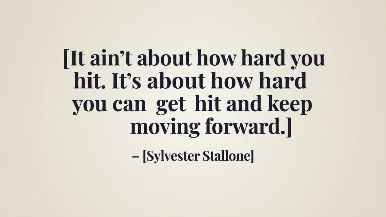 Sylvester Stallone motivational quote image about getting hit and moving forward