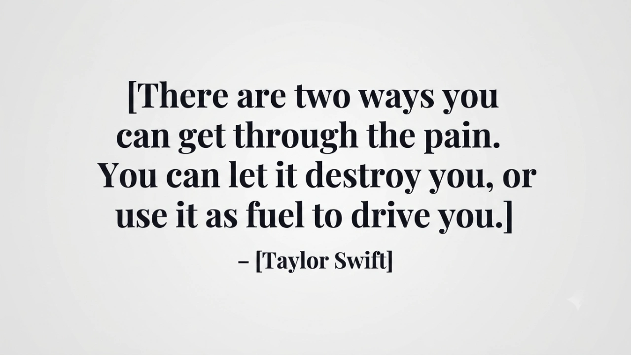 Taylor Swift inspirational quote image about turning pain into fuel