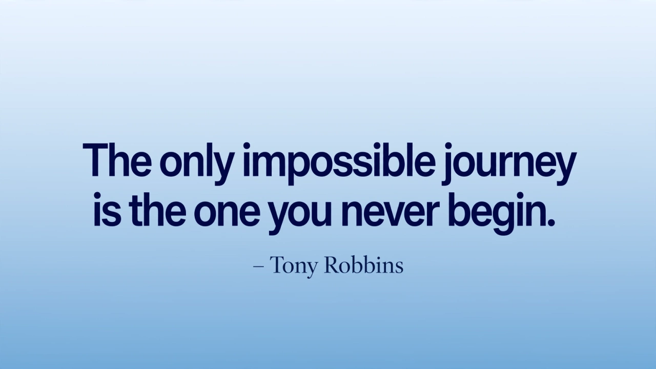 Tony Robbins inspirational picture quote about starting the journey