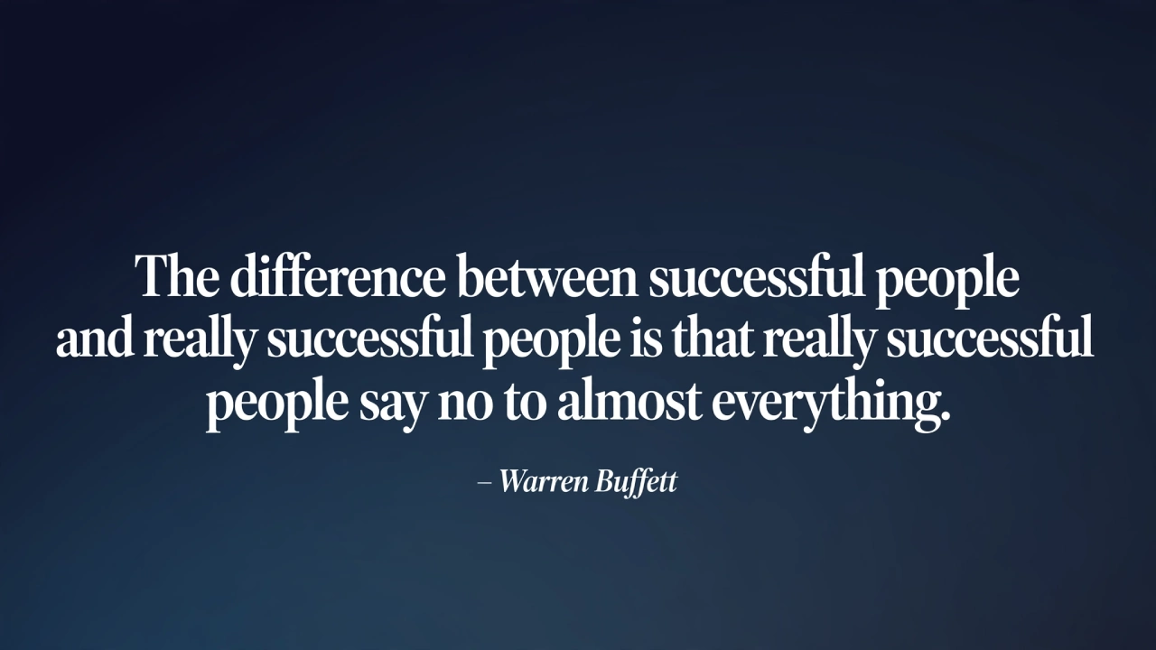 Warren Buffett inspirational picture quote about focus and saying no