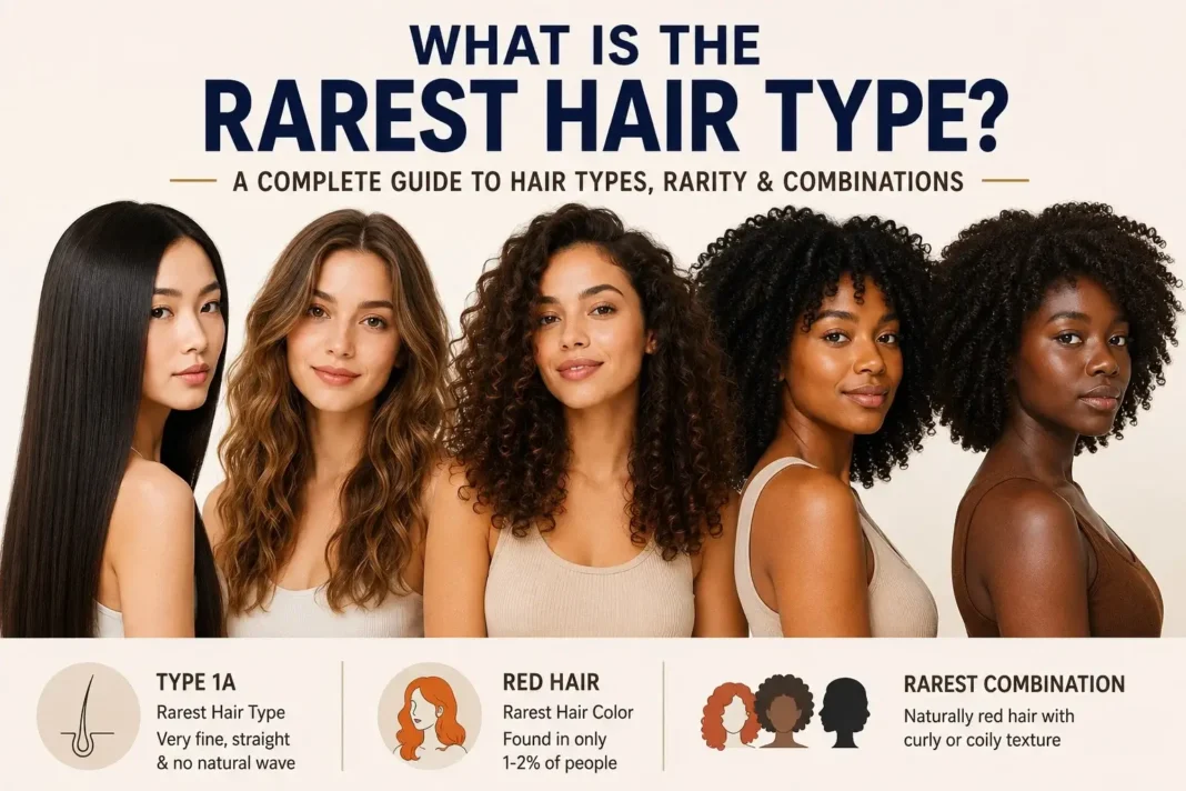 What Is the Rarest Hair Type Complete Guide to Hair Types and Hair Texture What is the rarest hair type comparison showing Type 1A straight hair, wavy, curly, and coily hair textures