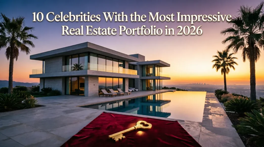 Celebrity Real Estate Portfolio 2026 – Luxury Clifftop Mansion Aerial view of a luxury clifftop mansion representing top celebrity real estate portfolios in 2026
